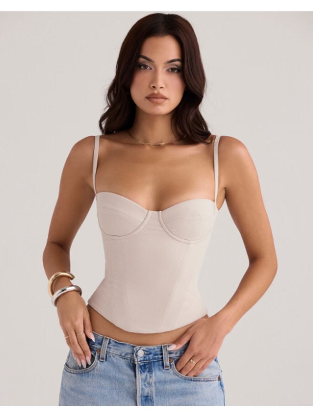 House of CB Shanna Underwired Corset Tank Top Sweetheart Bustier Camisole Crepe